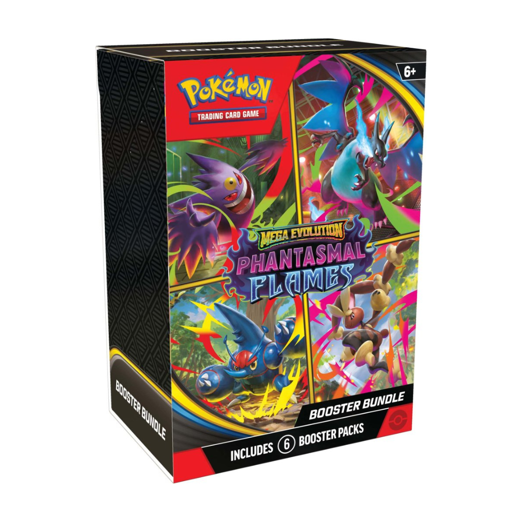 Pokémon TCG: Mega Evolution – Phantasmal Flames Booster Bundle featuring booster packs