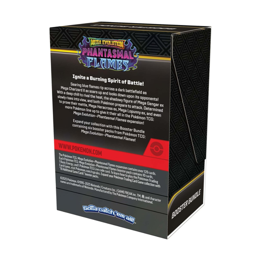 Pokémon TCG: Mega Evolution – Phantasmal Flames Booster Bundle featuring booster packs