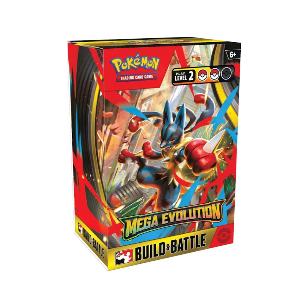 Pokémon TCG Mega Evolution Build & Battle Box – 40-card ready-to-play deck plus 4 booster packs and code card