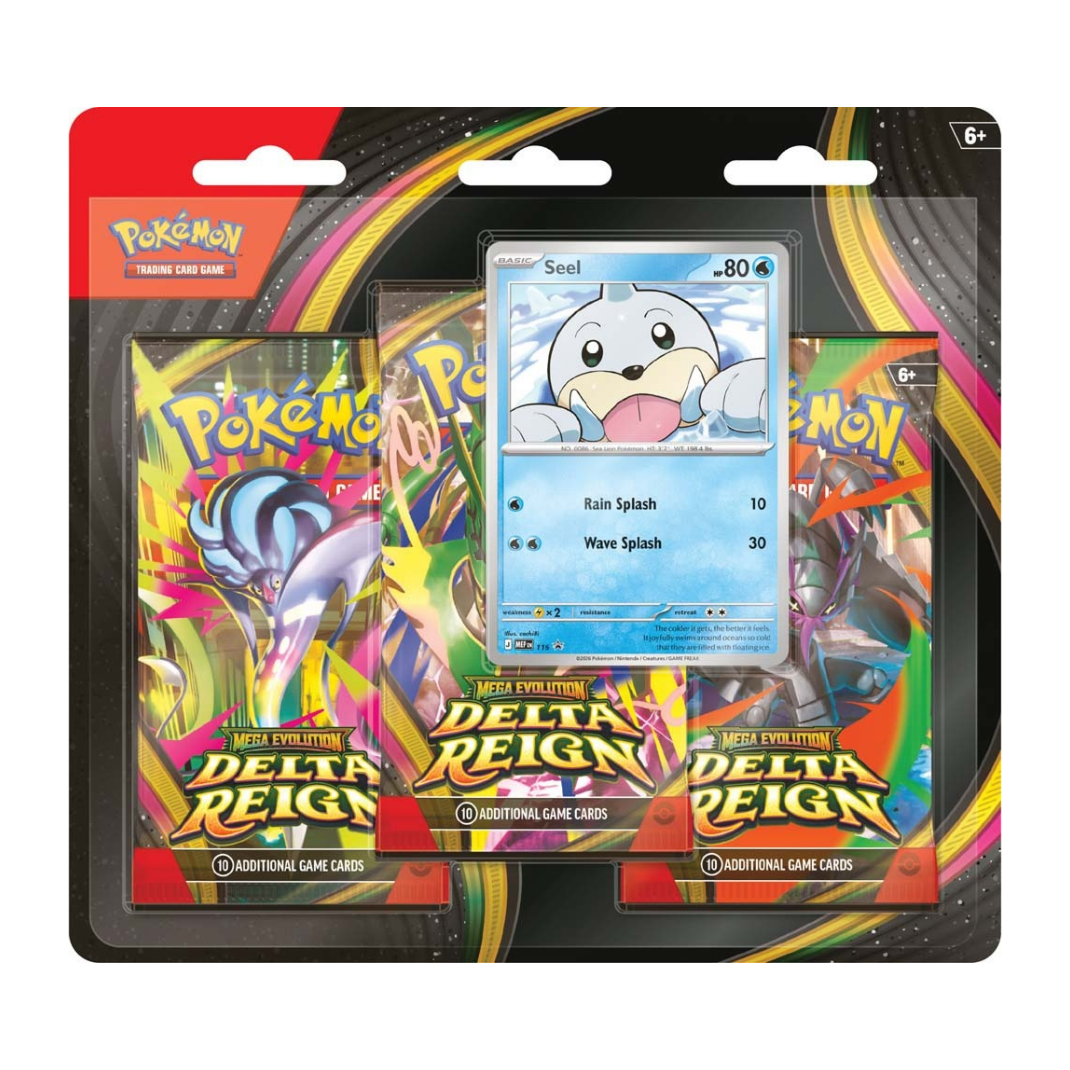 Pokémon TCG: Mega Evolution — Delta Reign Three-Booster Blister [ME06] Front