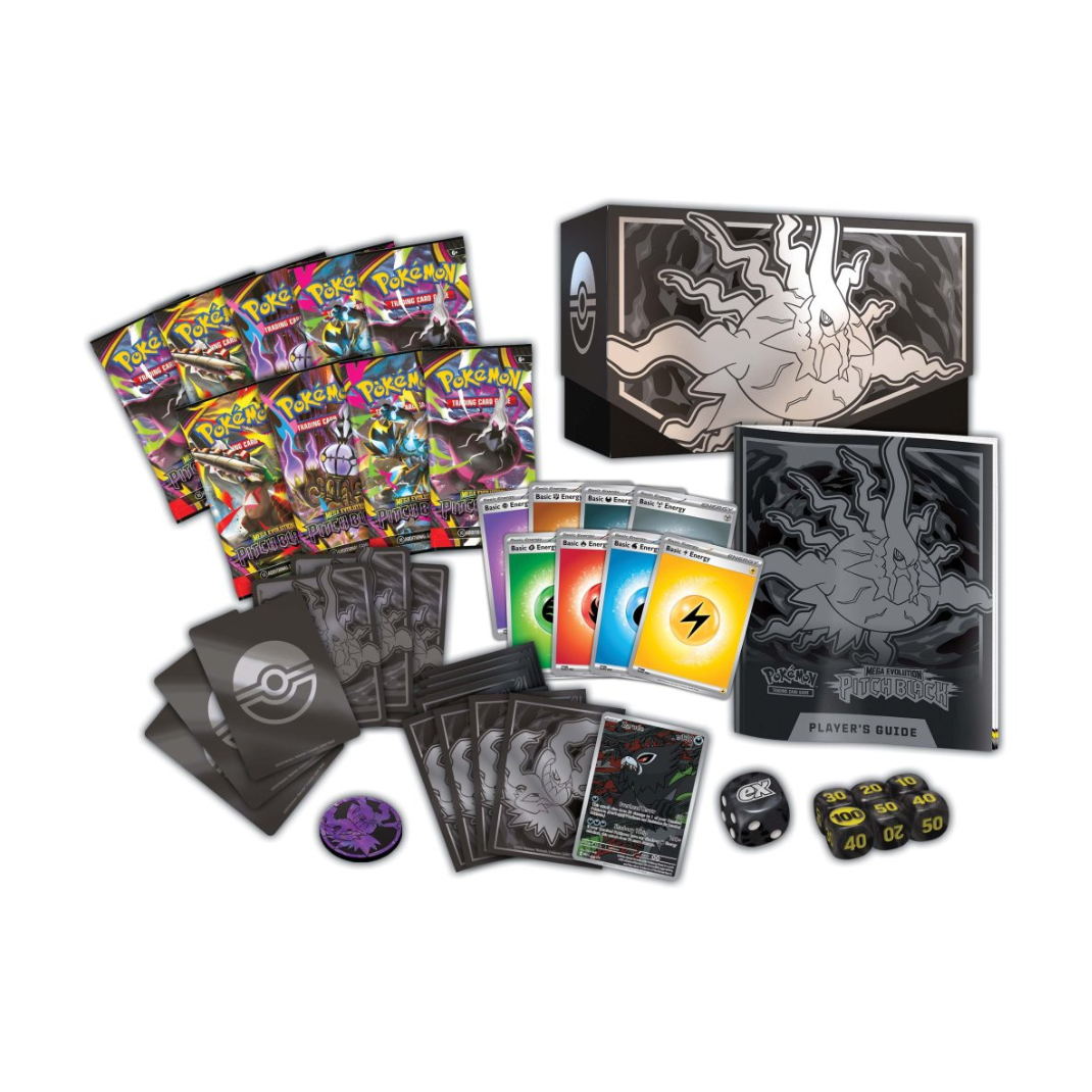 Pokemon TCG Mega Evolution Pitch Black ME05 Elite Trainer Box nine packs Zarude foil promo card 65 sleeves collector box sealed English pre-order