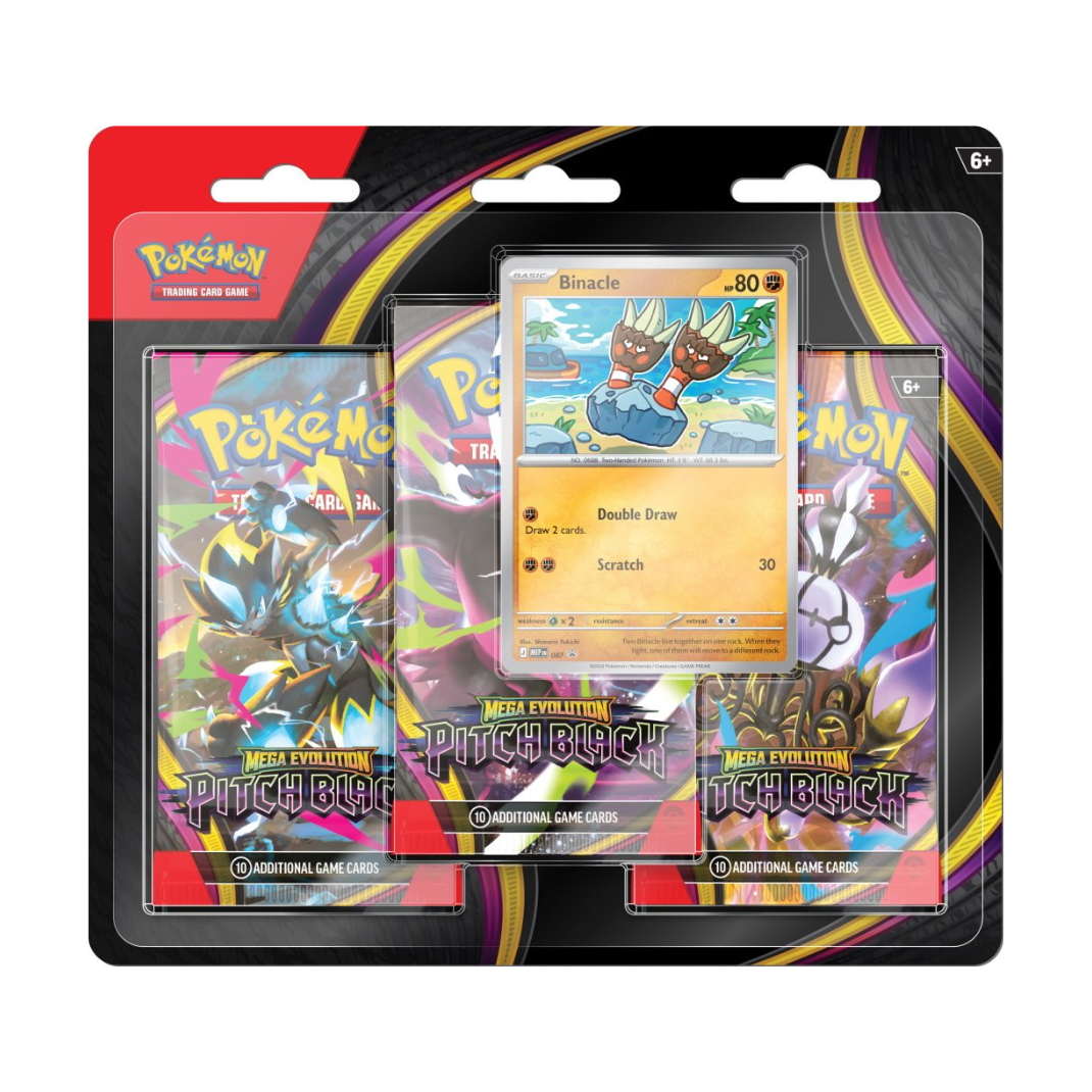 Pokemon TCG Mega Evolution Pitch Black ME05 Three Booster Blister three packs foil promo card coin Mega Darkrai ex pre-order English sealed