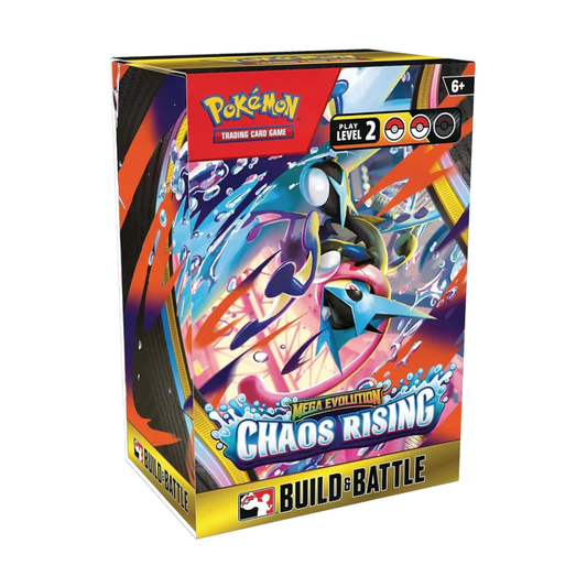 Pokemon TCG Mega Evolution Chaos Rising Build and Battle Box 40 card deck four booster packs foil promo Delphox Ampharos Crobat Goodra