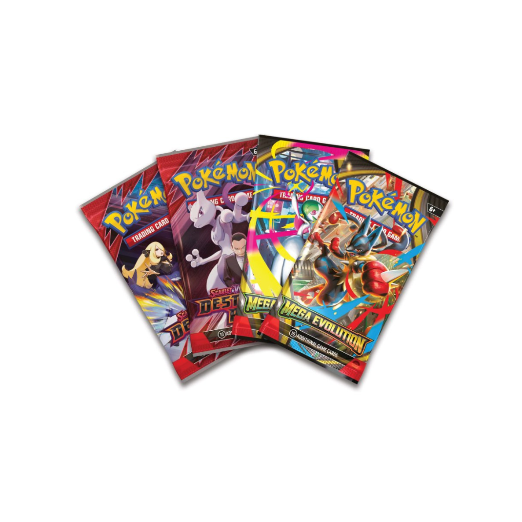 Pokémon TCG Mega Kangaskhan ex Box showing foil promo card, lenticular oversize promo, and booster packs