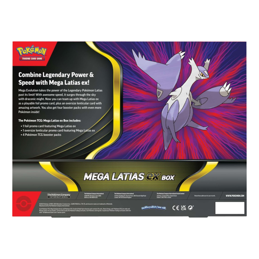 Pokémon Mega Latias ex box packaging with character illustration on a colorful background