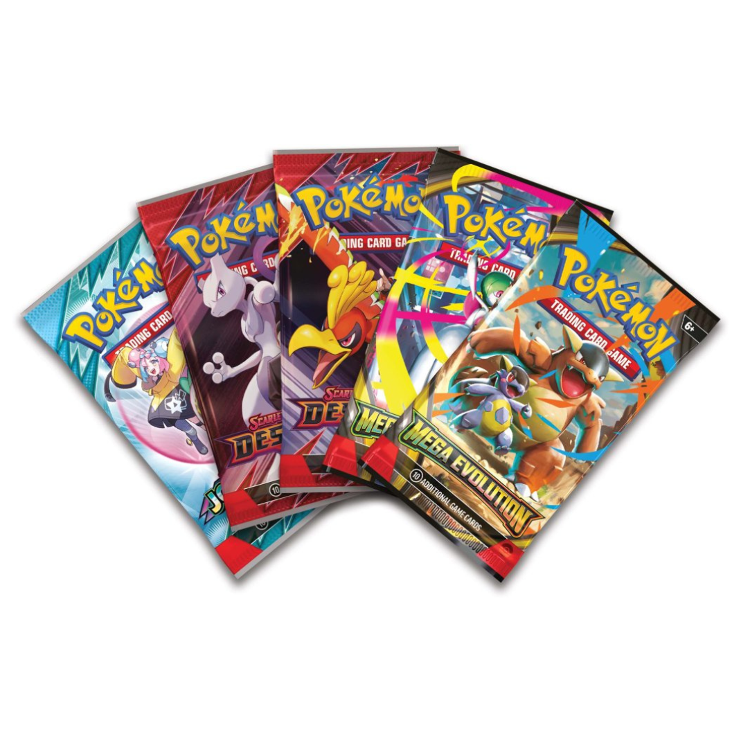 Pokémon TCG: Mega Lucario ex Figure Collection box showing foil promo card, oversize card, Lucario figure, and booster packs