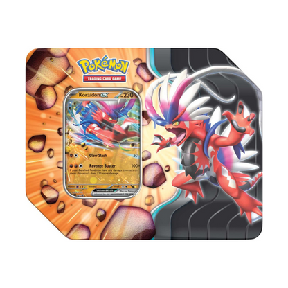 Pokémon TCG Slashing Legends Tin – Includes foil promo card, 5 booster packs, and collectible tin featuring Zacian ex or Koraidon ex