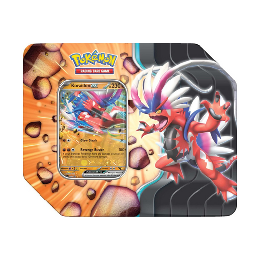 Pokémon TCG Slashing Legends Tin – Includes foil promo card, 5 booster packs, and collectible tin featuring Zacian ex or Koraidon ex