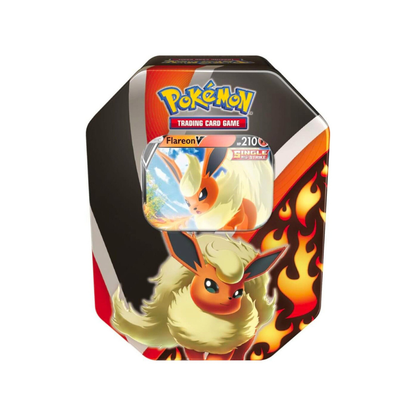 Pokémon TCG Eevee Evolutions Tin with exclusive Vaporeon V Jolteon V Flareon V Black Star Promo foil card and 4 booster packs sealed - Hobby Collectors Australia
