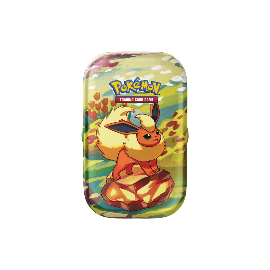 Pokémon TCG Prismatic Evolutions Mini Tin – Includes 2 booster packs and 1 art card in a Scarlet & Violet 8.5 themed collectible tin.