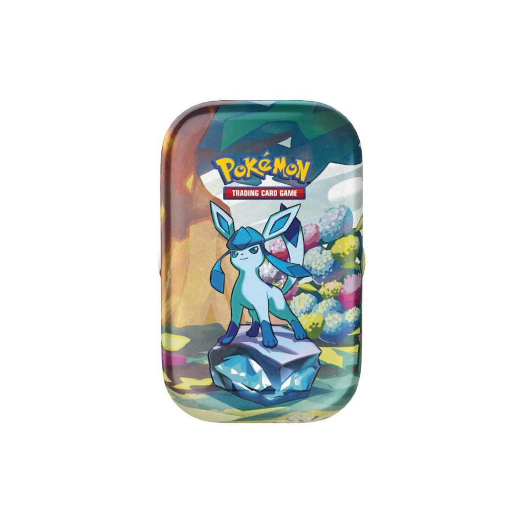 Pokémon TCG Prismatic Evolutions Mini Tin – Includes 2 booster packs and 1 art card in a Scarlet & Violet 8.5 themed collectible tin.