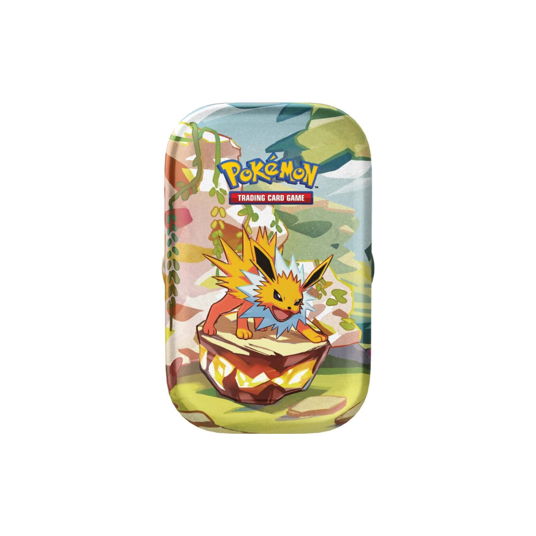 Pokémon TCG Prismatic Evolutions Mini Tin – Includes 2 booster packs and 1 art card in a Scarlet & Violet 8.5 themed collectible tin.