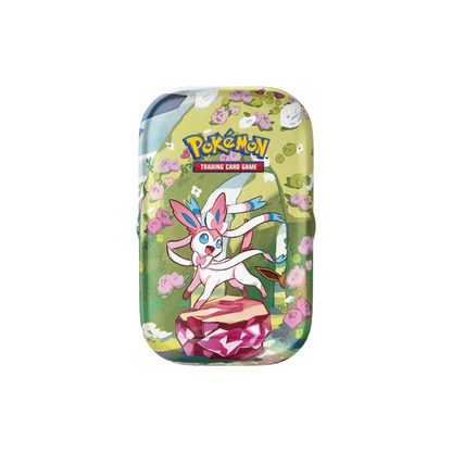 Pokémon TCG Prismatic Evolutions Mini Tin – Includes 2 booster packs and 1 art card in a Scarlet & Violet 8.5 themed collectible tin.