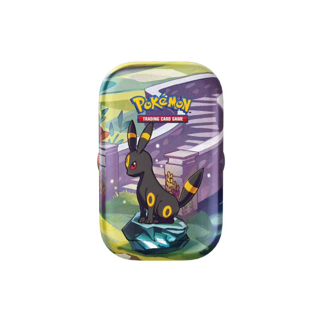 Pokémon TCG Prismatic Evolutions Mini Tin – Includes 2 booster packs and 1 art card in a Scarlet & Violet 8.5 themed collectible tin.