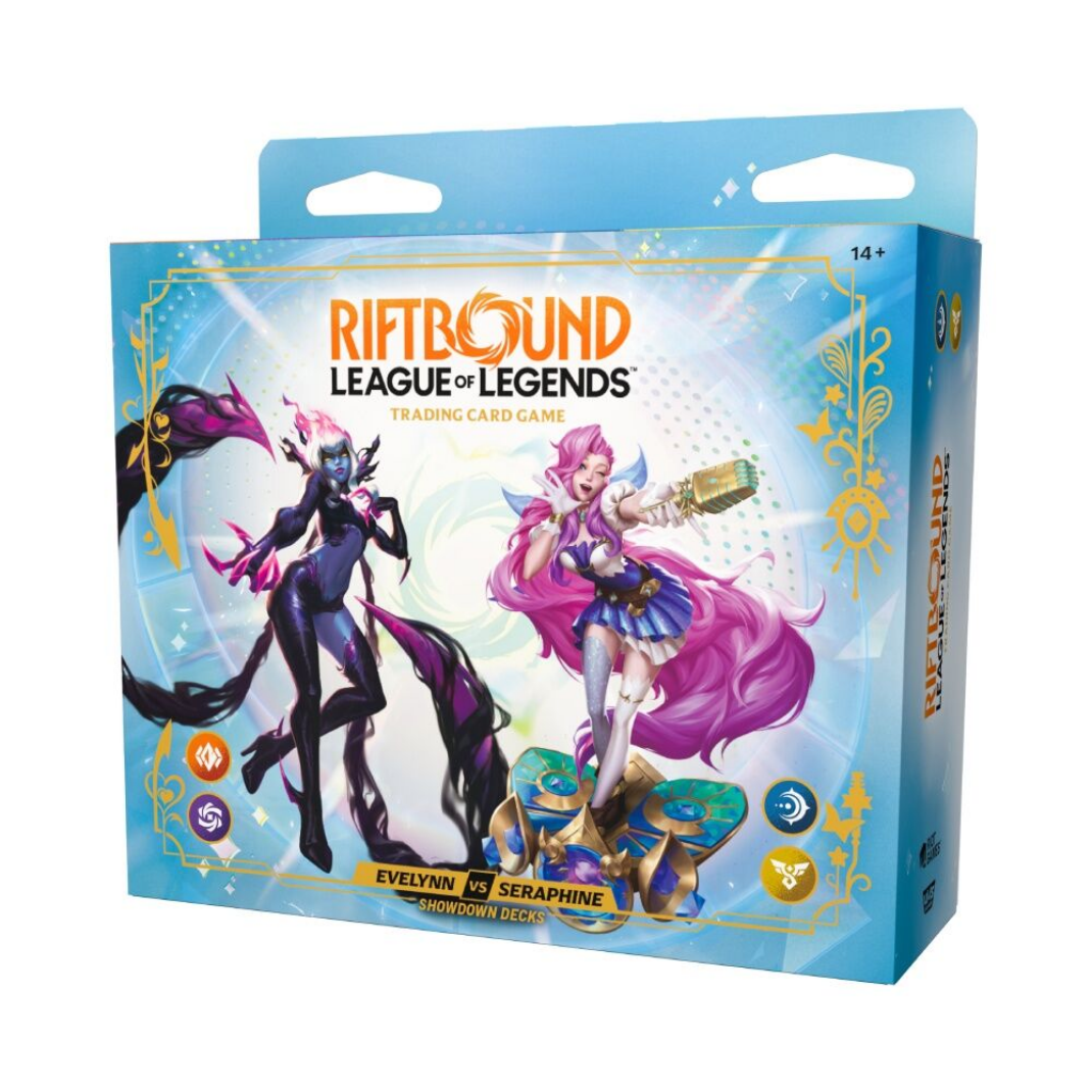 Riftbound: League of Legends TCG – Showdown Deck Display – Radiance: Evelynn vs Seraphine Front Box