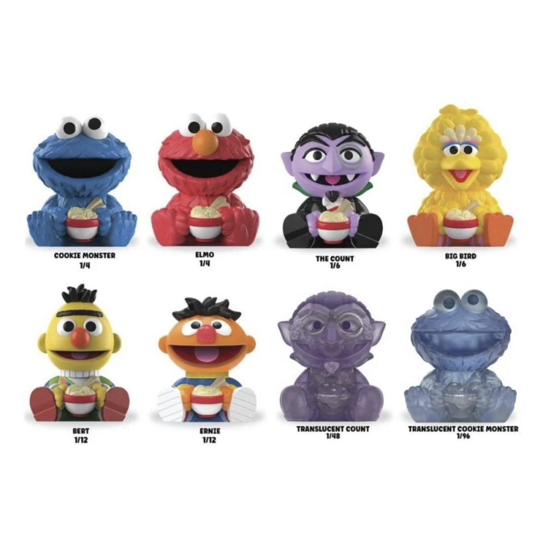 Rokimoto Sesame Street blind cup ramen packaging with vinyl figure