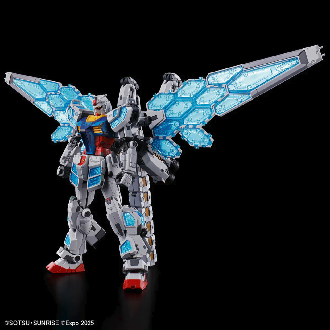 Bandai 1/144 RX-78F00/E Gundam EX-001 GLRSS Feather Unit Osaka Expo 2025 IROPLA colour moulding foldable solar panels Beam Welding Gun Standard Chemical Recycle Ver