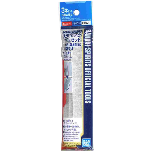 Bandai Spirits Model Sanding Stick Set 3 pack colour coded grits 400 600 1000 Gunpla finishing tool nub removal surface prep