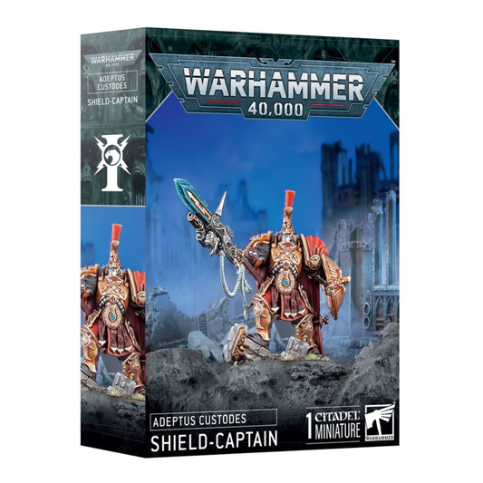 Warhammer 40K Adeptus Custodes Shield-Captain plastic miniature kit 21 pieces Pyrithite Spear Praesidium Shield 40mm base - Hobby Collectors Australiav