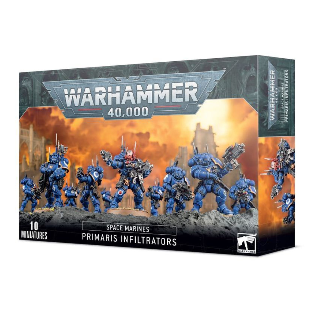 Warhammer 40K Space Marines Infiltrator Squad miniatures assembled