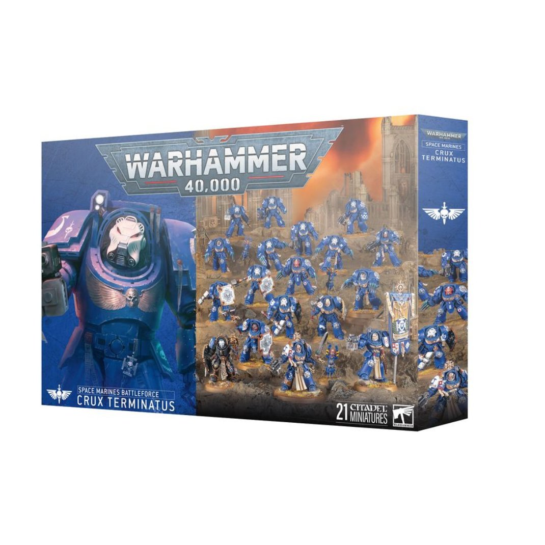 Space Marines Battleforce: Crux Terminatus box art with Terminator heroes and elite squads