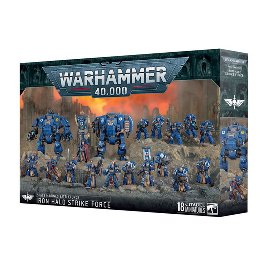 Space Marines Iron Halo Strike Force boxed set — Captain, Lieutenant, Sternguard Veterans, Hellblasters, Ballistus and Redemptor Dreadnoughts