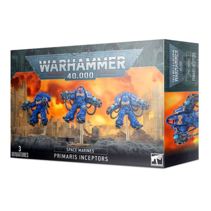 Warhammer 40,000 Space Marines Primaris Inceptors miniatures packaging on a white background