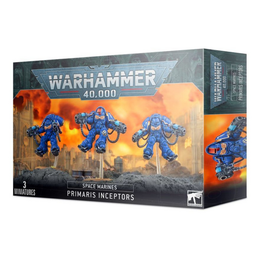 Warhammer 40,000 Space Marines Primaris Inceptors miniatures packaging on a white background