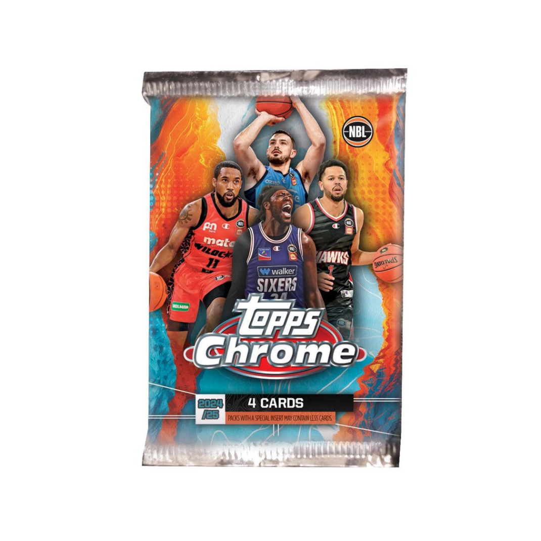 Topps Chrome NBL 2024/2025 Basketball Trading Cards Value Blaster Box featuring premium Chrome parallels and rookies.