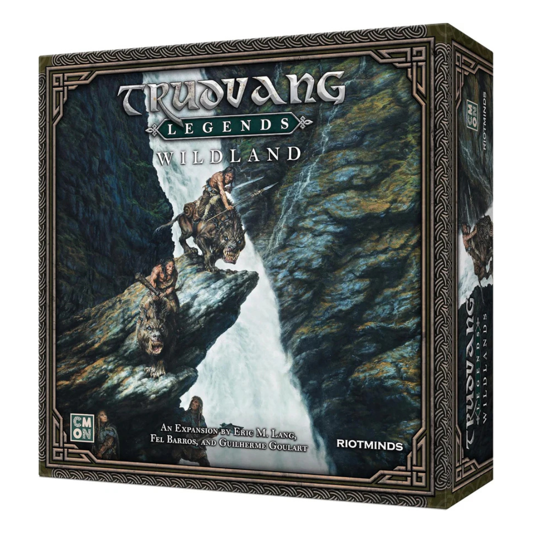 The Trudvang Legends: Wildland expansion box art featuring barbaric heroes and new miniatures like the Stonehinje and Gray Trolls.