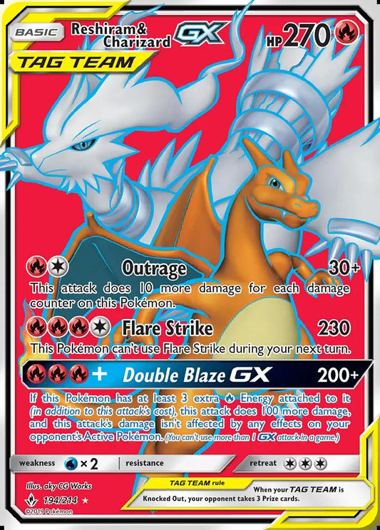 Image of Reshiram and Charizard-GX Unbroken Bonds (UNB) #194