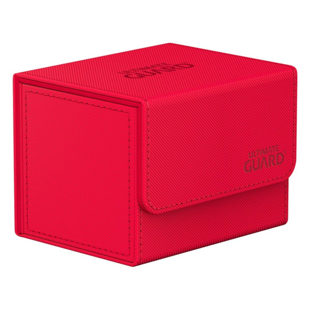 Ultimate Guard XenoSkin Monocolor Sidewinder 100+ Deck Box in a premium textured finish with magnetic closure in red.