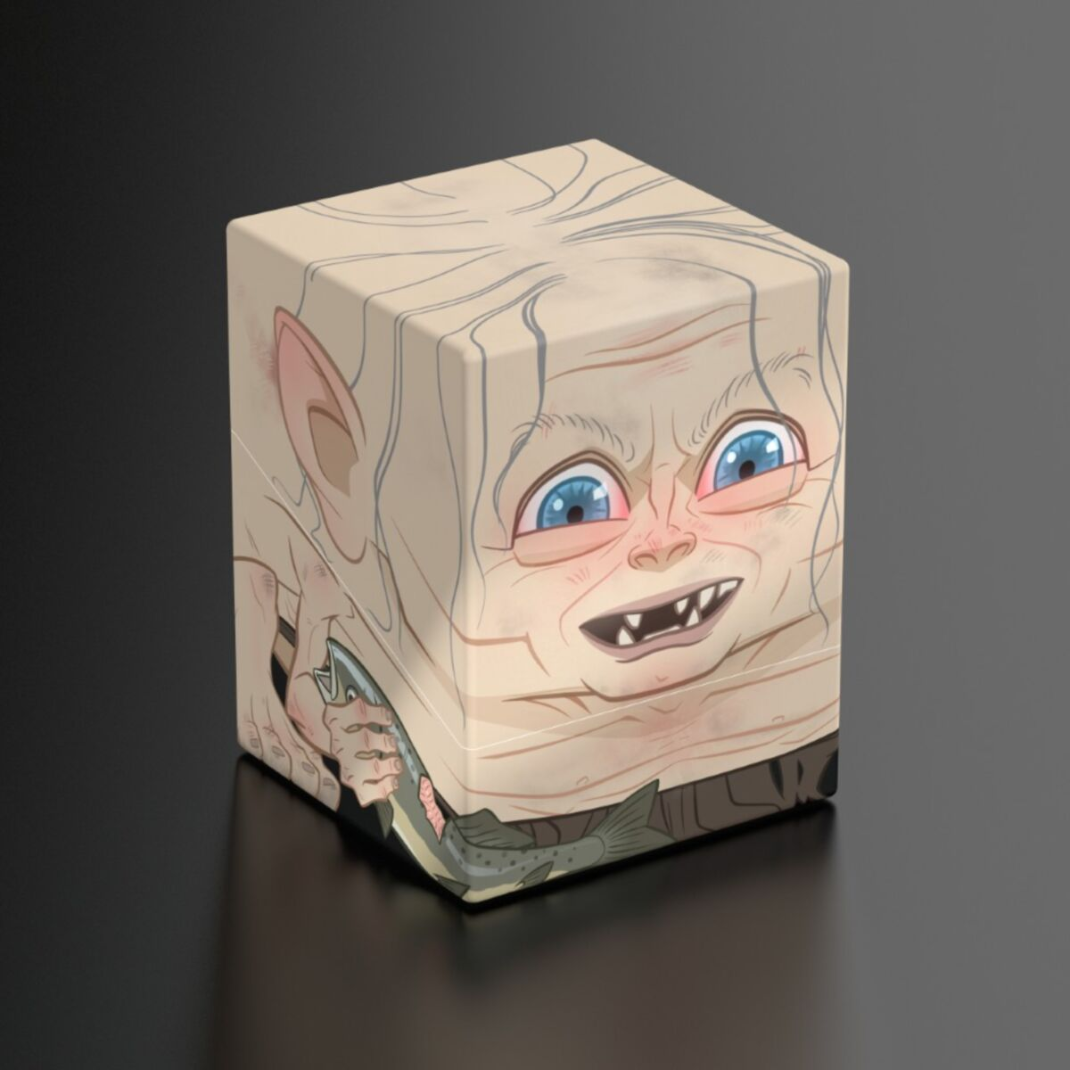 The Ultimate Guard Squaroes Gollum deck box showing the square character design and stackable lid.