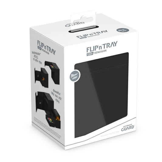 Ultimate Guard — Flip'n'Tray 133+ XenoSkin Monocolor Deck Box: Black | Commander/EDH | Dice Tray