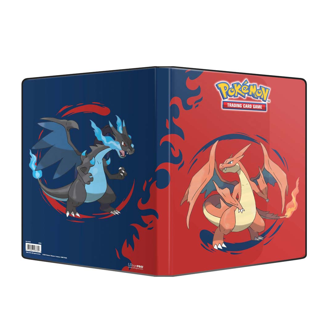 Ultra PRO 9-pocket portfolio featuring Mega Charizard X and Mega Charizard Y full-art cover with 10 high-clarity pages.