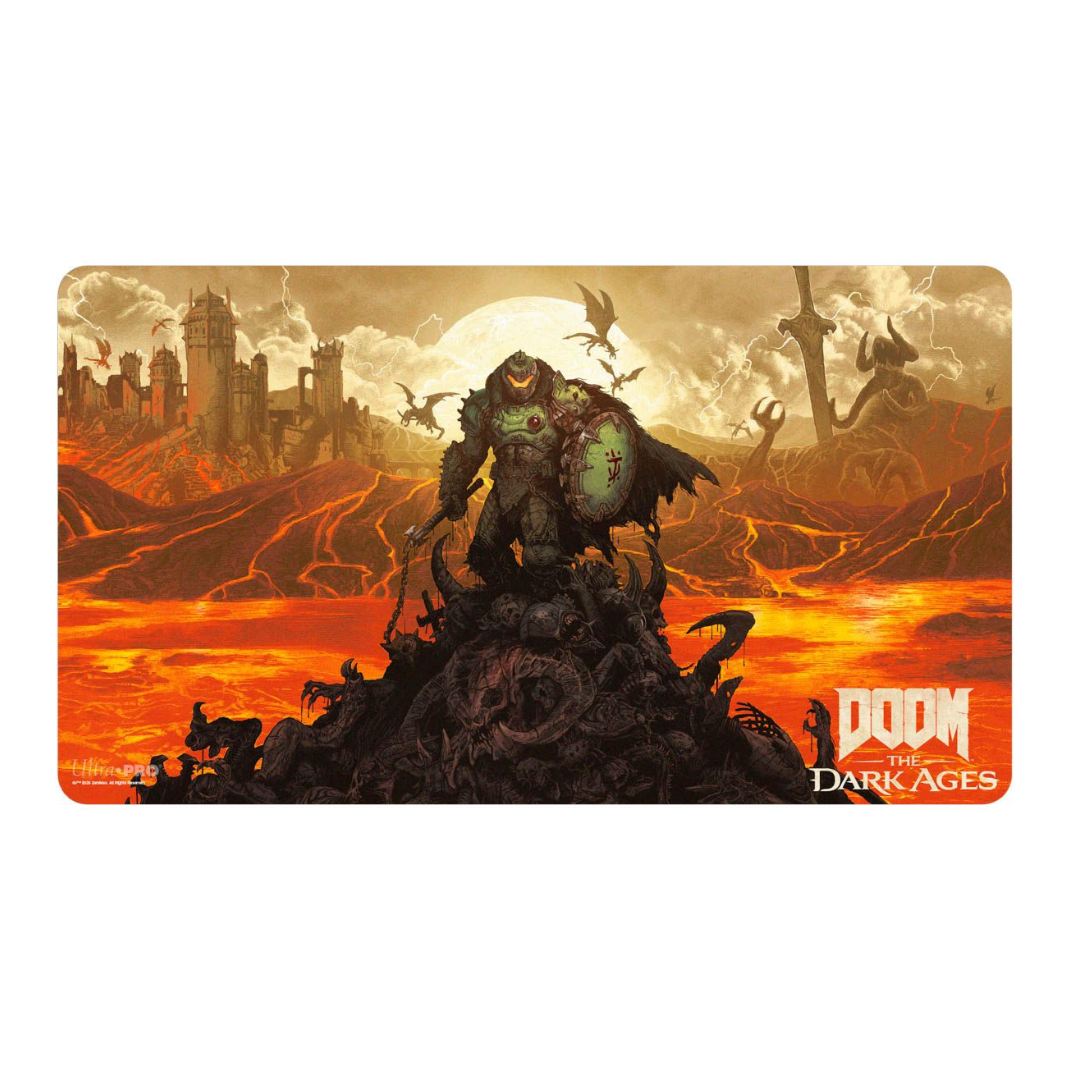 Ultra Pro DOOM Playmat 2 (UP16617) featuring official Bethesda artwork of the DOOM Slayer in action