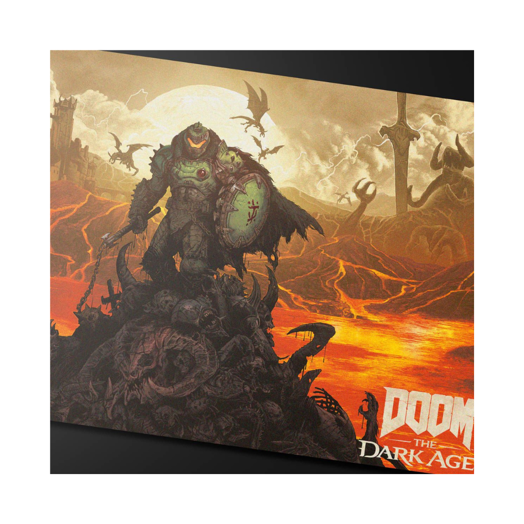 Ultra Pro DOOM Playmat 2 (UP16617) featuring official Bethesda artwork of the DOOM Slayer in action