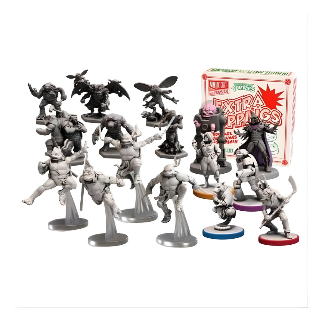 The Unmatched Adventures: Teenage Mutant Ninja Turtles Ultimate Miniatures Pack box, showcasing 16 detailed plastic figures including the Turtles, Splinter, and Shredder.