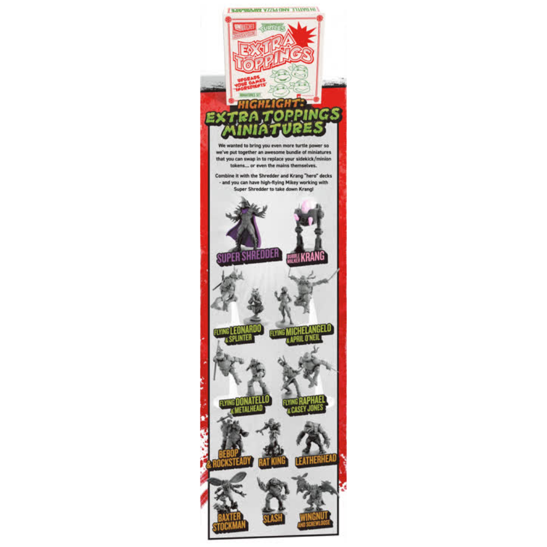 The Unmatched Adventures: Teenage Mutant Ninja Turtles Ultimate Miniatures Pack box, showcasing 16 detailed plastic figures including the Turtles, Splinter, and Shredder.