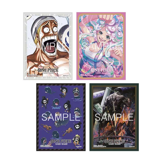 Bandai One Piece Card Game Official Card Sleeves Vol 14 four designs Enel Jewelry Bonney Brook Laboon Roronoa Zoro 70 sleeves tournament compatible