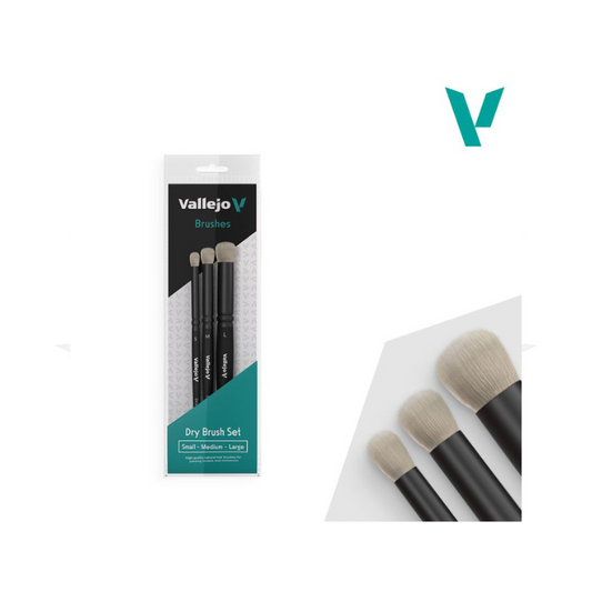 Vallejo - Brushes - Dry Brush - Dry Brush Set - Natural Hair (S, M & L)