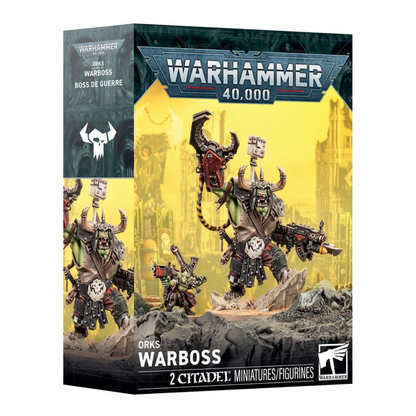Warhammer 40000 Orks Warboss miniature box art
