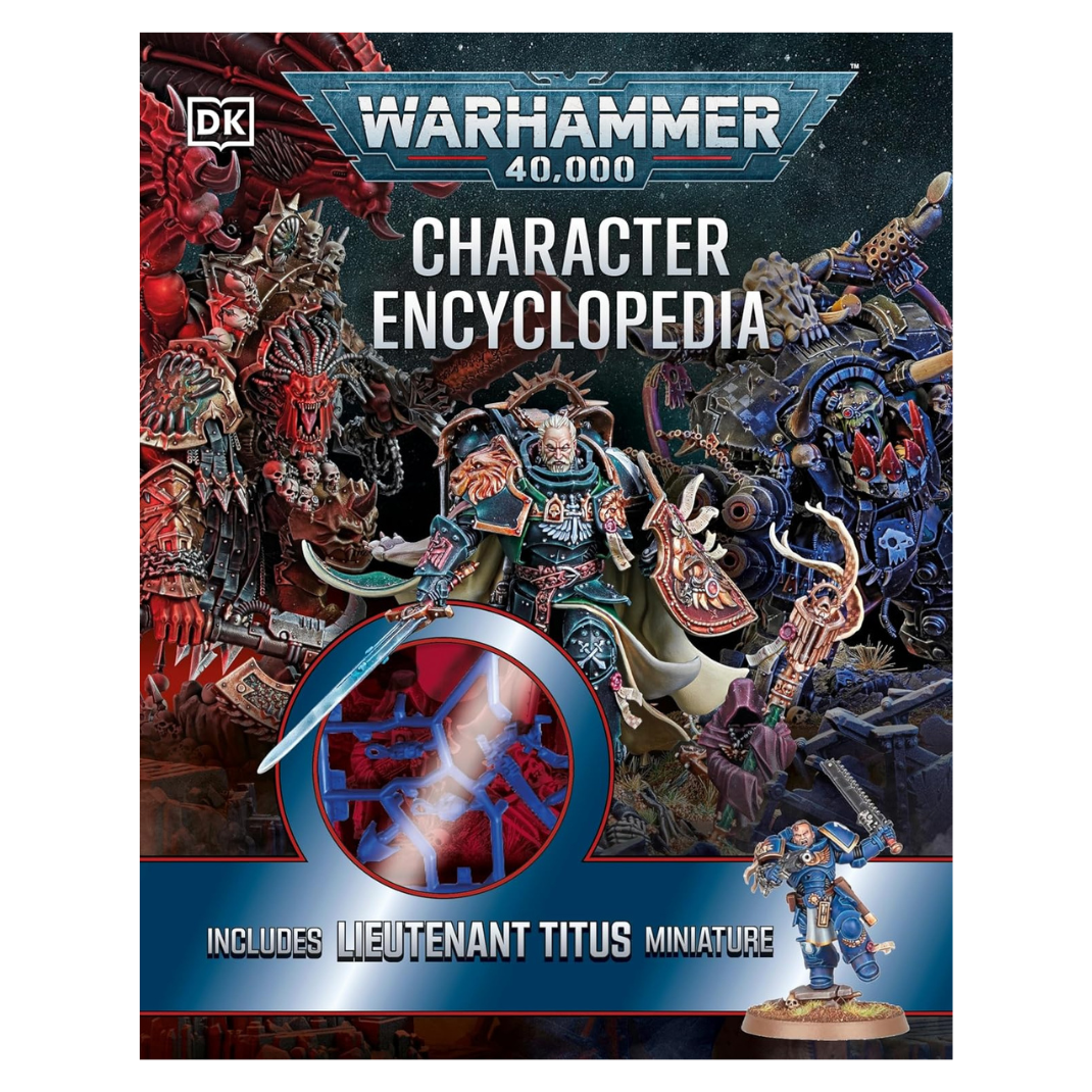 Warhammer 40,000 Character Encyclopedia book cover with the title clearly visible.