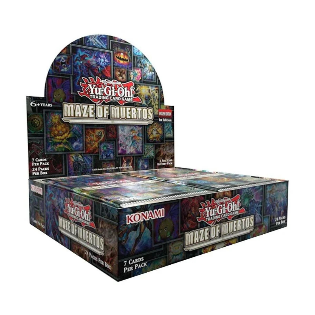 The sealed Yu-Gi-Oh! TCG Maze of Muertos Booster Box display featuring artwork of Pumpking the King of Grave Ghosts and the 24 packs inside.