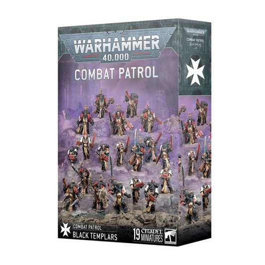 Warhammer 40,000 Combat Patrol Black Templars miniatures box on a white background