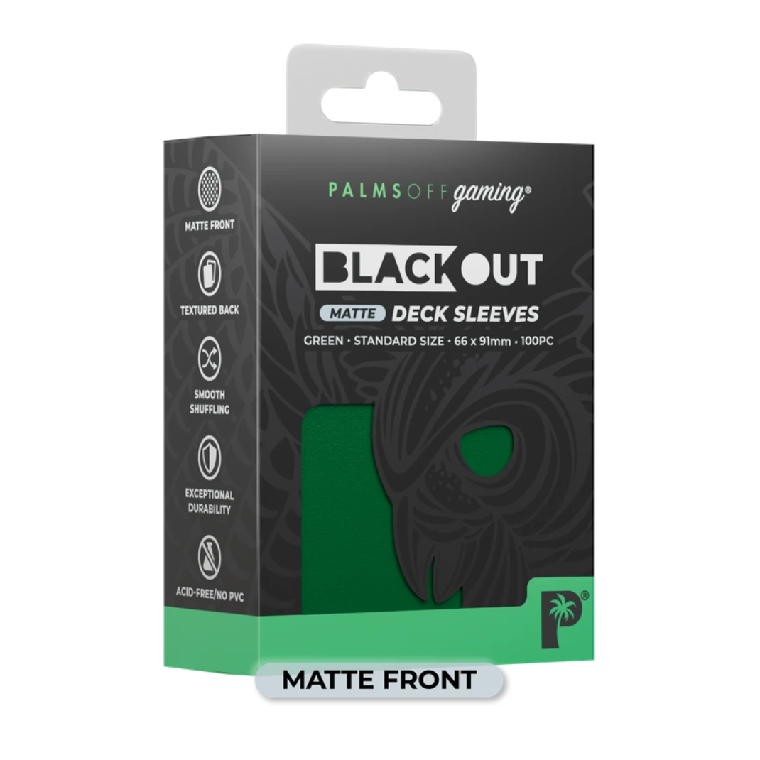 Palms Off Gaming Blackout Deck Sleeves standard size 100ct seven colours black blue purple red rose turquoise yellow TCG competition sleeves