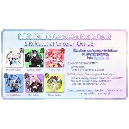 hololive OFFICIAL CARD GAME Live Start Deck line-up of six decks released 23 October 2026
