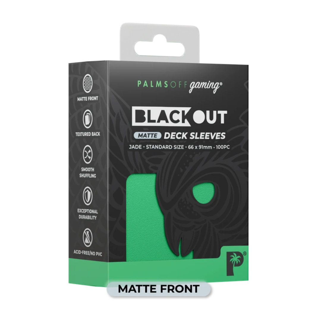 Palms Off Gaming Blackout Deck Sleeves standard size 100ct seven colours black blue purple red rose turquoise yellow TCG competition sleeves