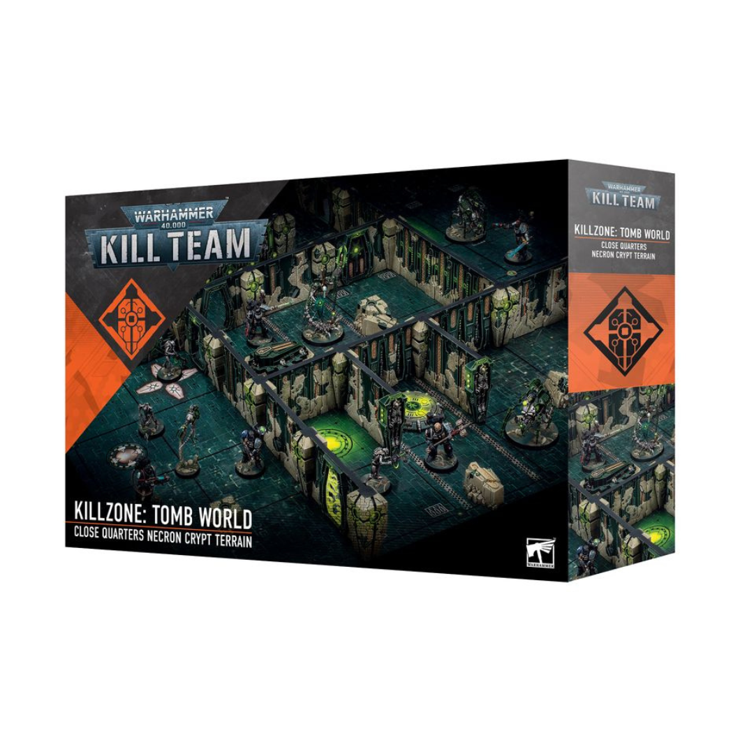 Killzone: Tomb World terrain kit — double-sided board and 25 modular Necron tomb pieces including sarcophagus and teleport pads
