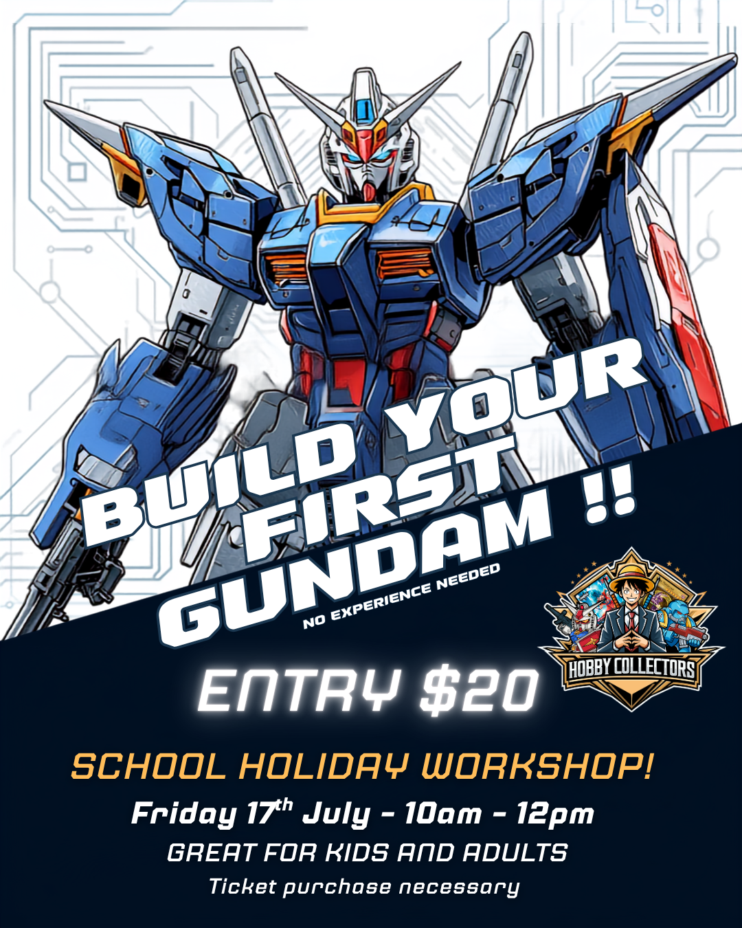 Gunpla builders assembling HG Gundam model kits at Hobby Collectors Australia event
